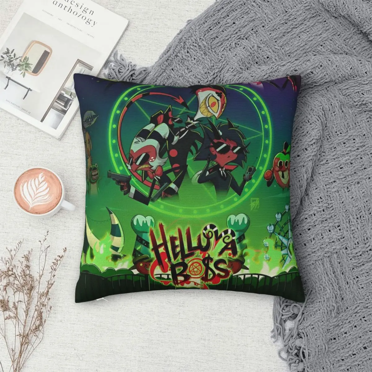 Черные комедийные наволочки H-Helluva-Boss чехол для подушки автомобиля милый