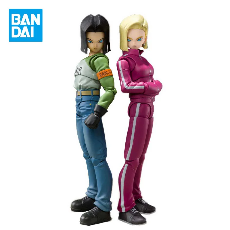 BANDAI S.H.Figuarts Dragon Ball Super Android 17 Lazuli Android 18 SHF Action Toy Figures 5.3 Inch Model Children's Gift
