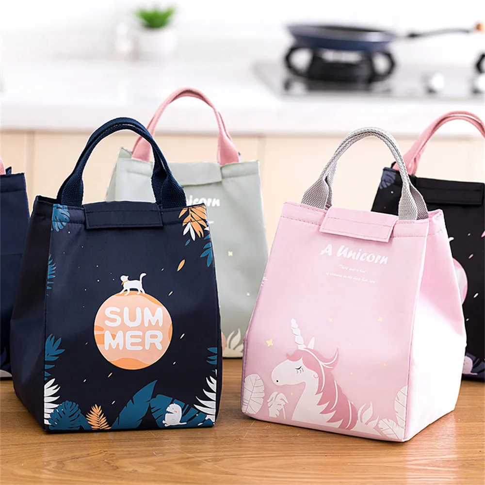 Portable Insulated Canvas Lunch Bag For Women Kids
