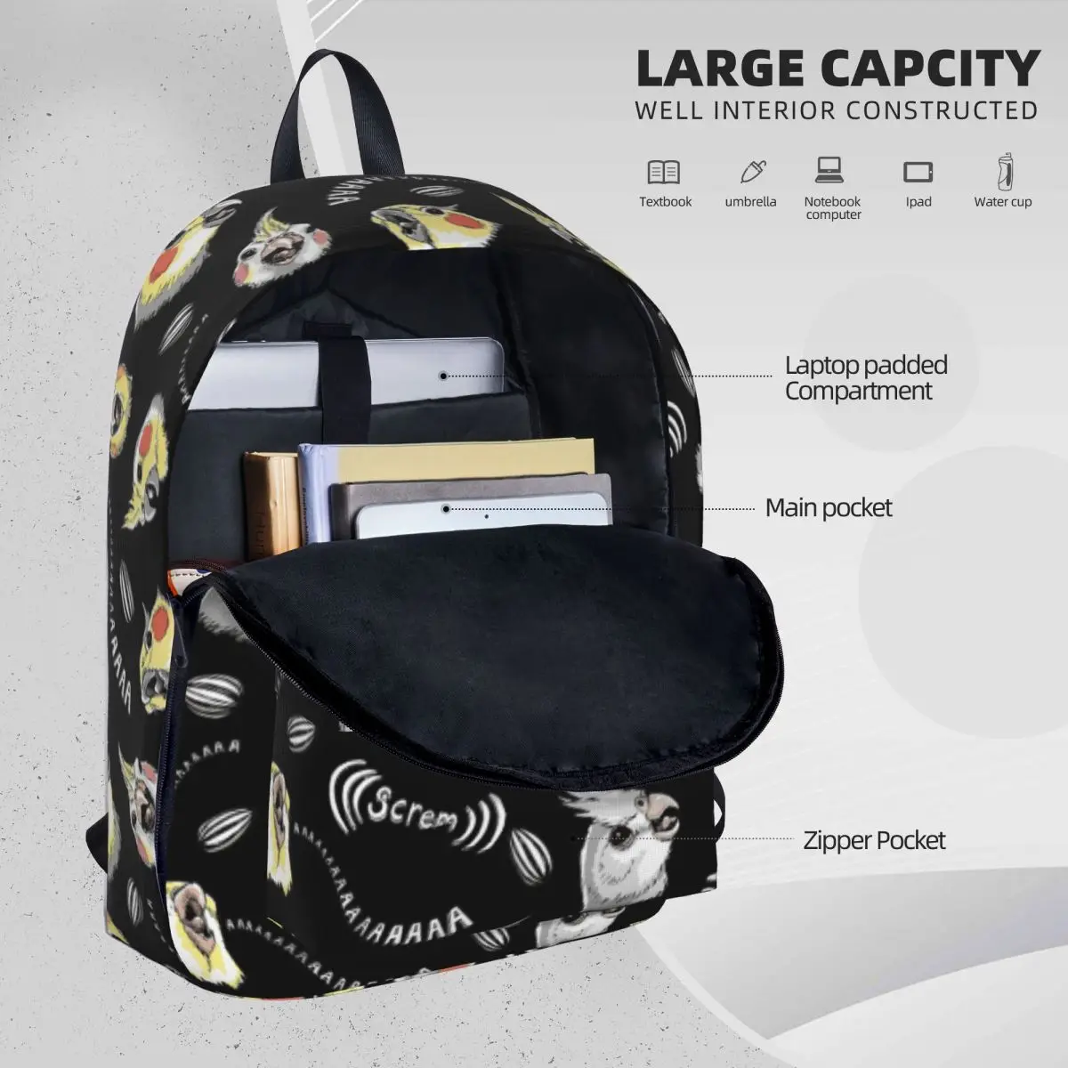 Рюкзак на плечо с рисунком большой вместимости