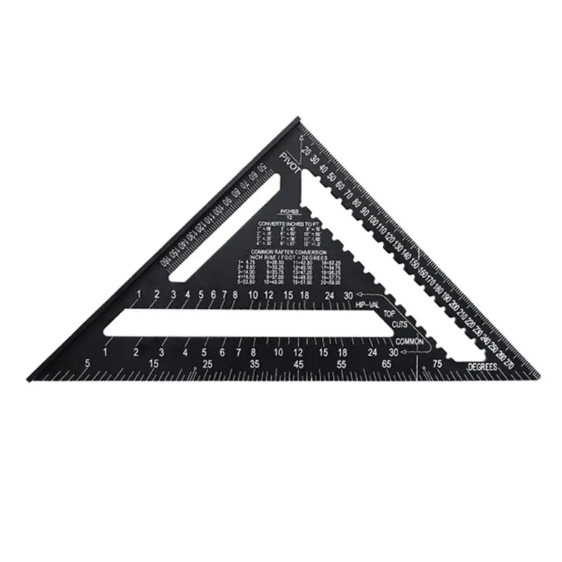 

7/12 Inch Aluminium Alloy Triangular Measuring Ruler Woodworking Carpenter Square Angle Protractor