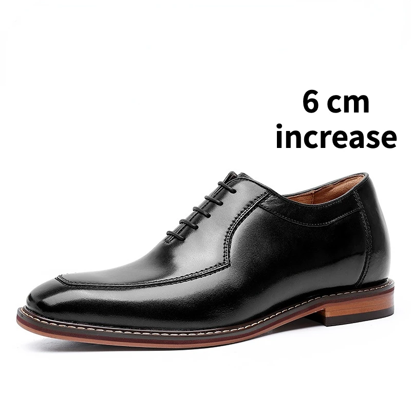 

Brand Mens Dress Shoes 6 Cm Increase Height Luxury Genuine Leather 2023 New Style Quality man Work Wedding Social Oxfords Shoes