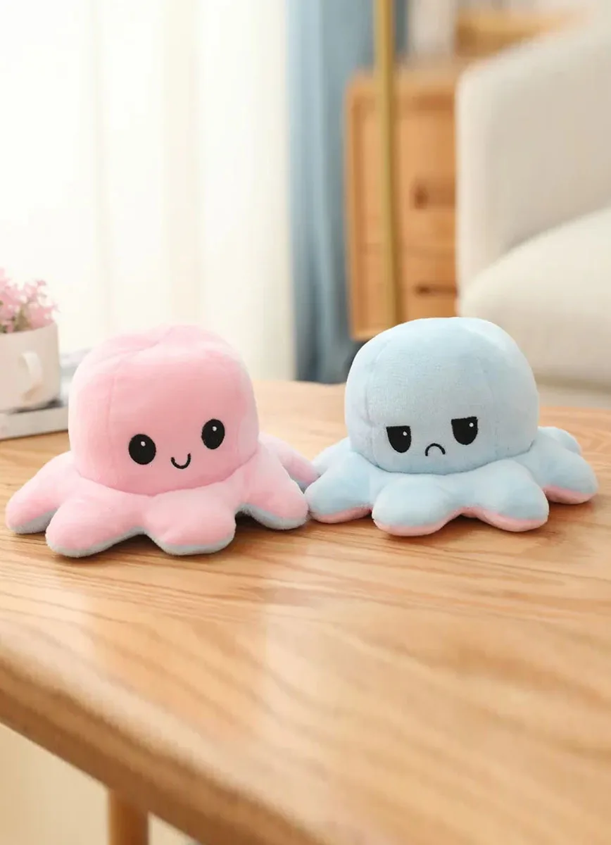 Двусторонняя мягкая игрушка антистресс &quotОсьминог перевертыш&quot розово голубой