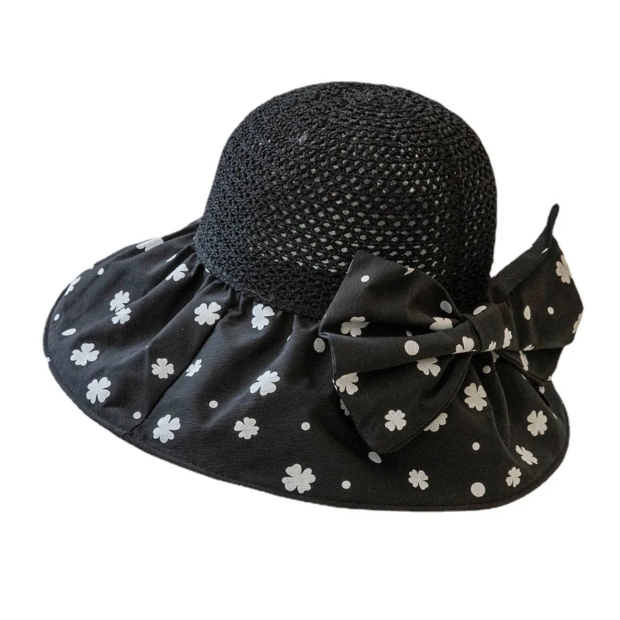 Летние шляпы для женщин с цветочным принтом и большим бантом шляпа рыбака