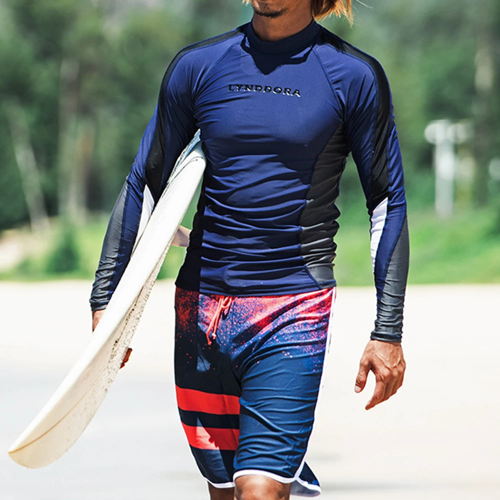 2022 Men's Fashion Long Sleeve Quick Dry Swimwear Sunscreen Surf Suit Water Sports Beach Swimwear Snorkeling Surf Suit Top