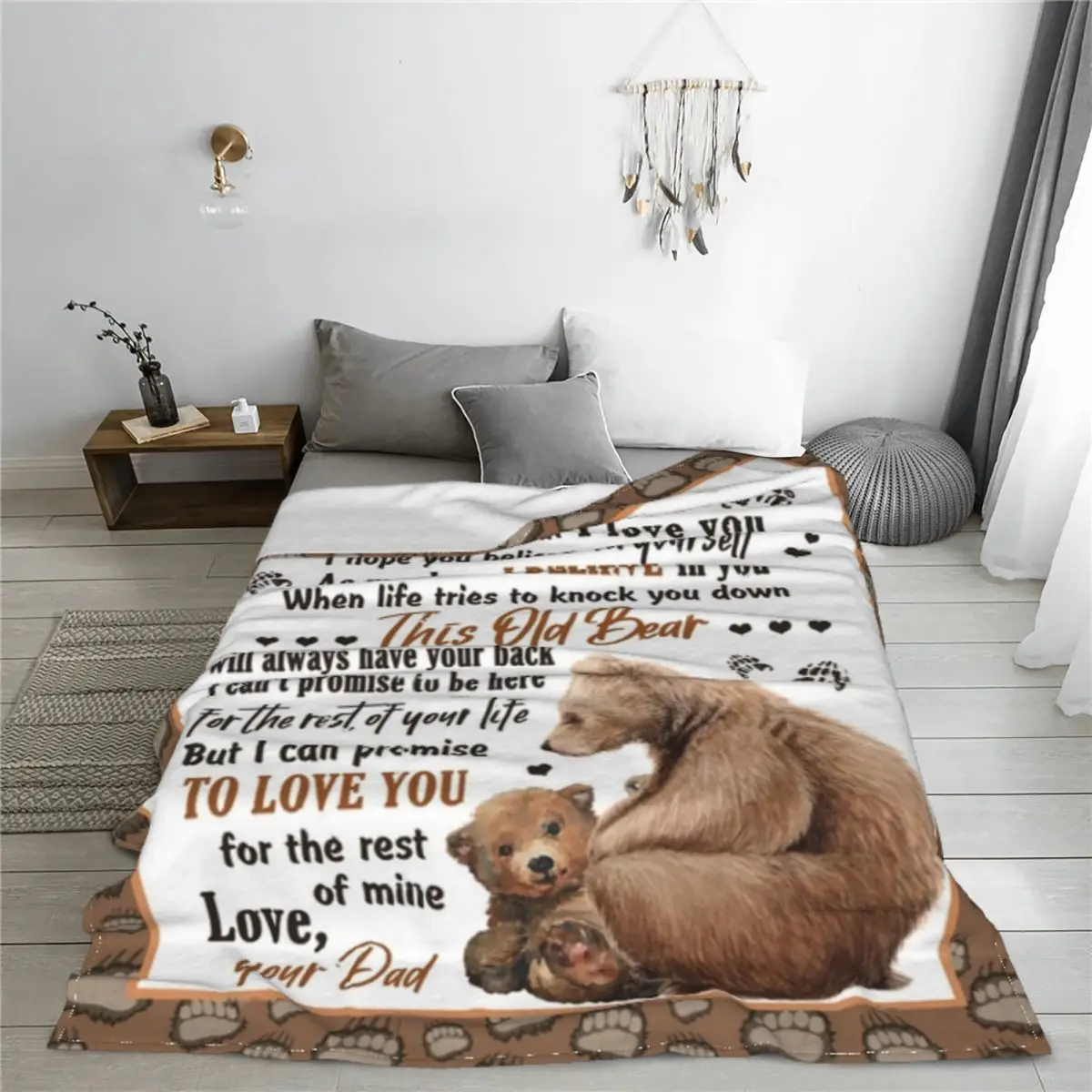 Одеяло Фланелевое с принтом медведя портативный теплый плед для кровати и дивана