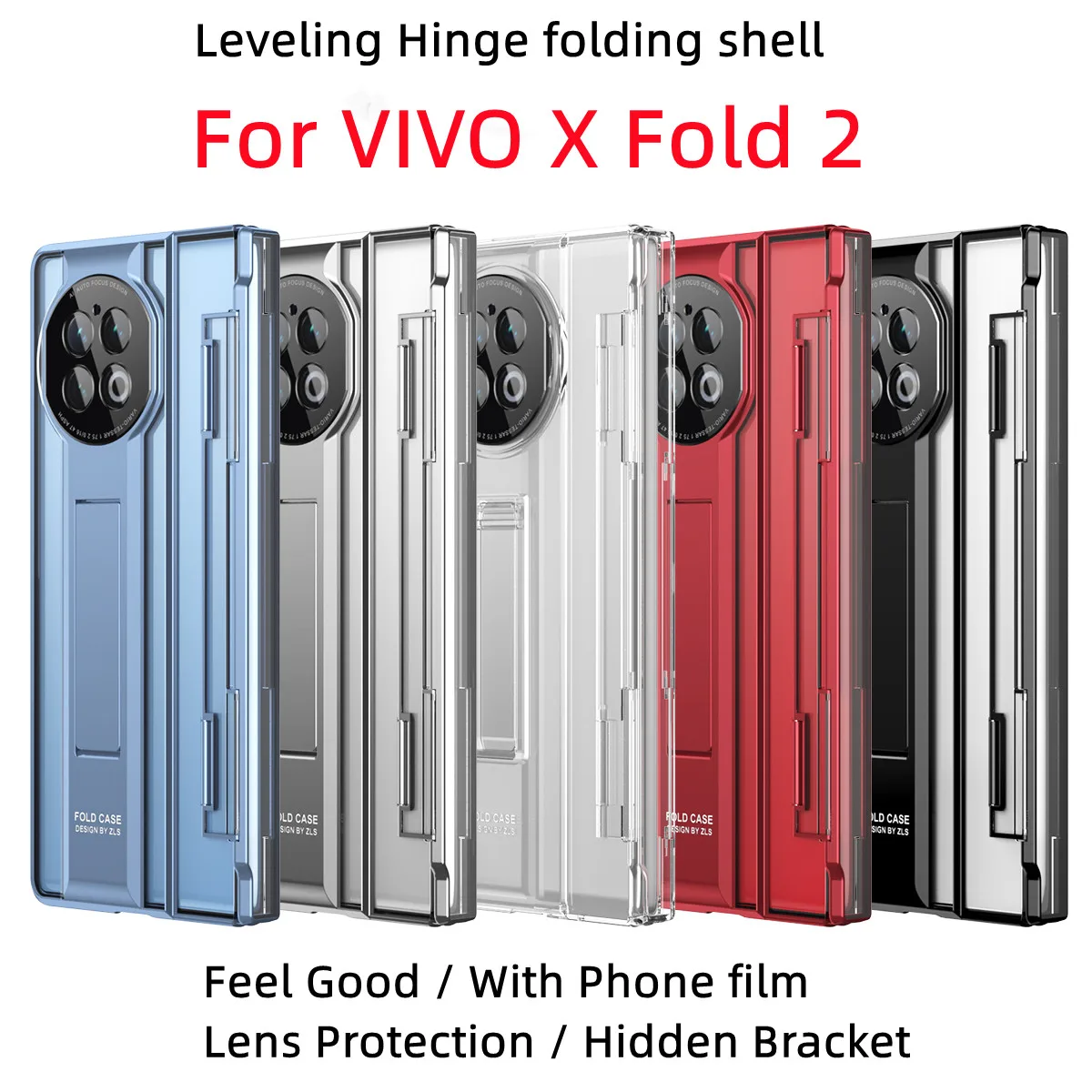 

For VIVO X Fold 2 Armor Phantom Phone Case With Phone film level hinge 360 All-inclusive protective shell with hidden bracket