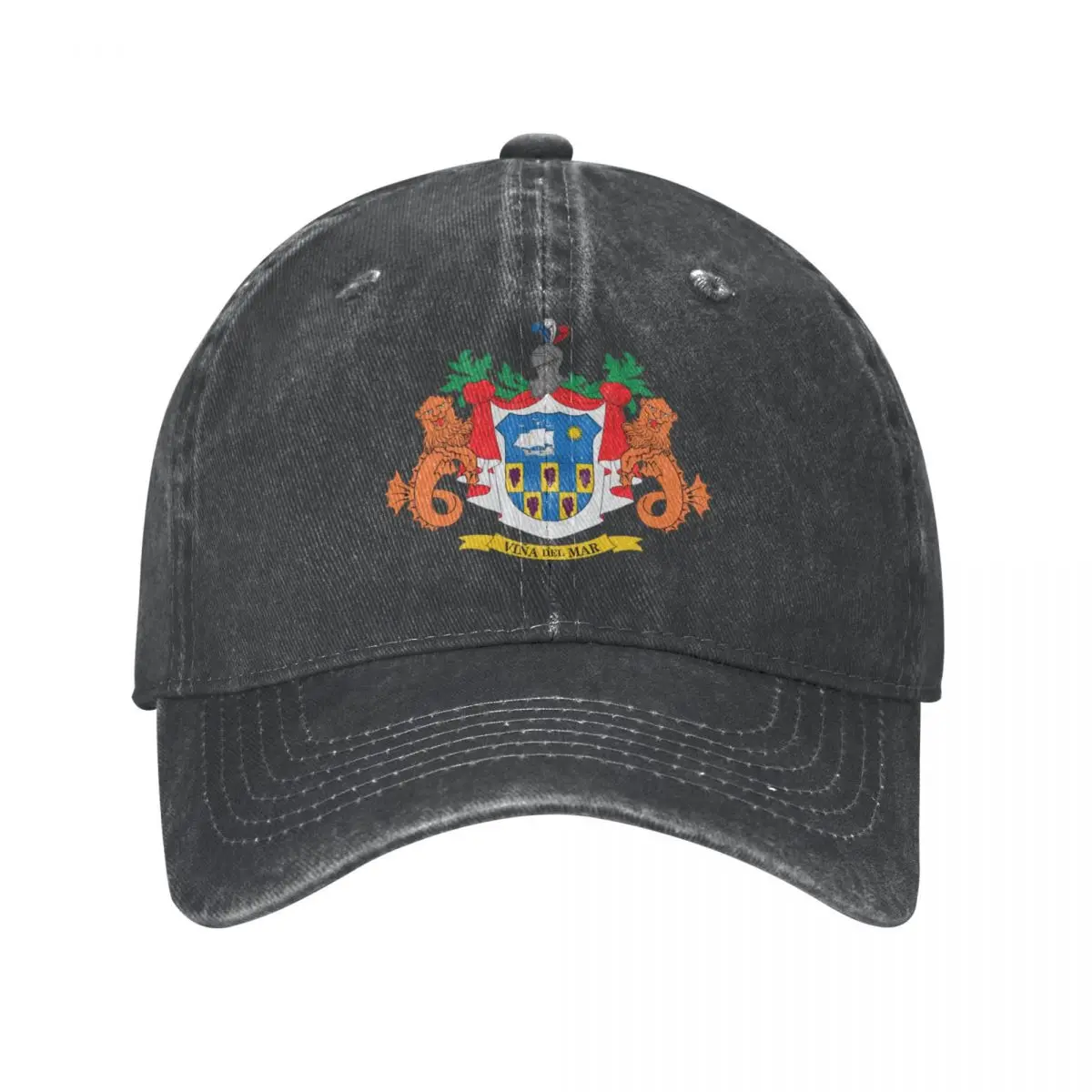 

Vintage Coat Of Arms Of Vina Del Mar Chile Baseball Cap Unisex Distressed Denim Washed Headwear Outdoor Travel Adjustable Hats
