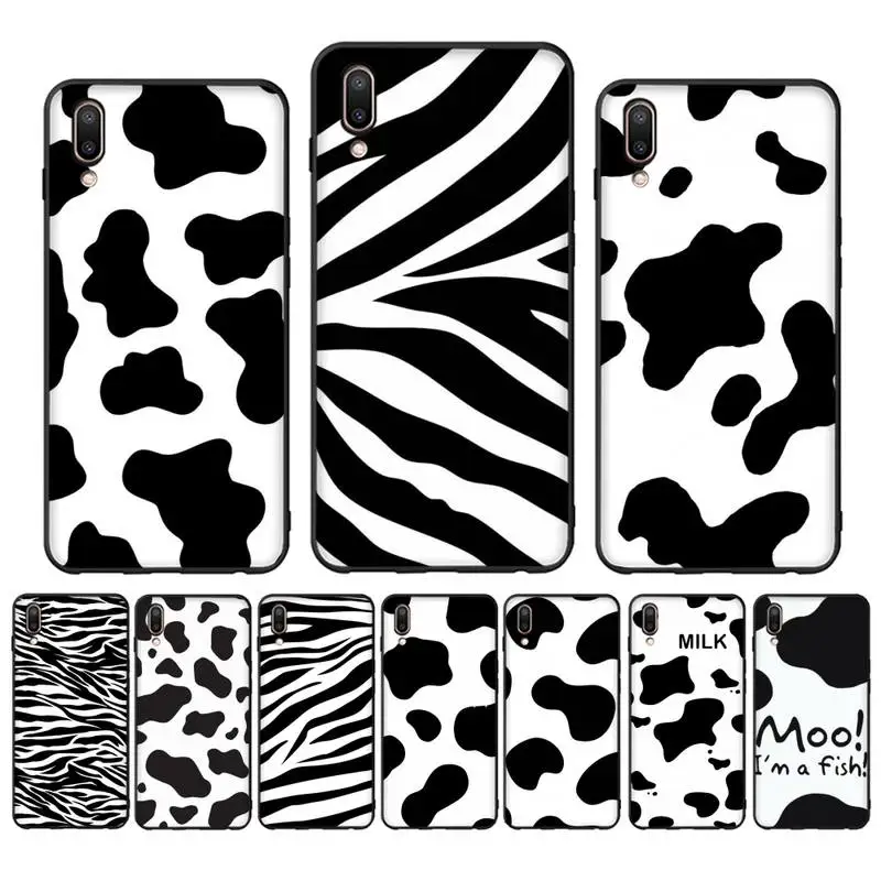 

Black and white Dalmatian Cow zebra texture Phone Case For Oppo Reno Realme C3 6Pro For vivo Y91C Y17 Y19 Funda Capa