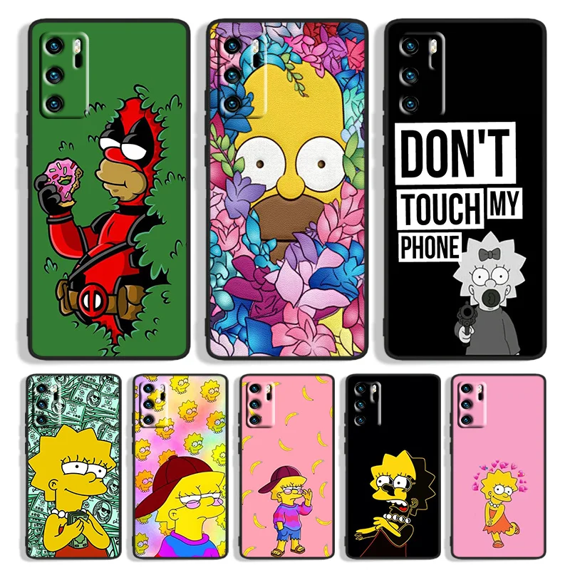 

Cool Simpsons Phone Case For Huawei P10 P20 P30 P40 P50 lite Pro lite E P Smart 2019 Z 2021 2020 Black Funda Cover Soft Back