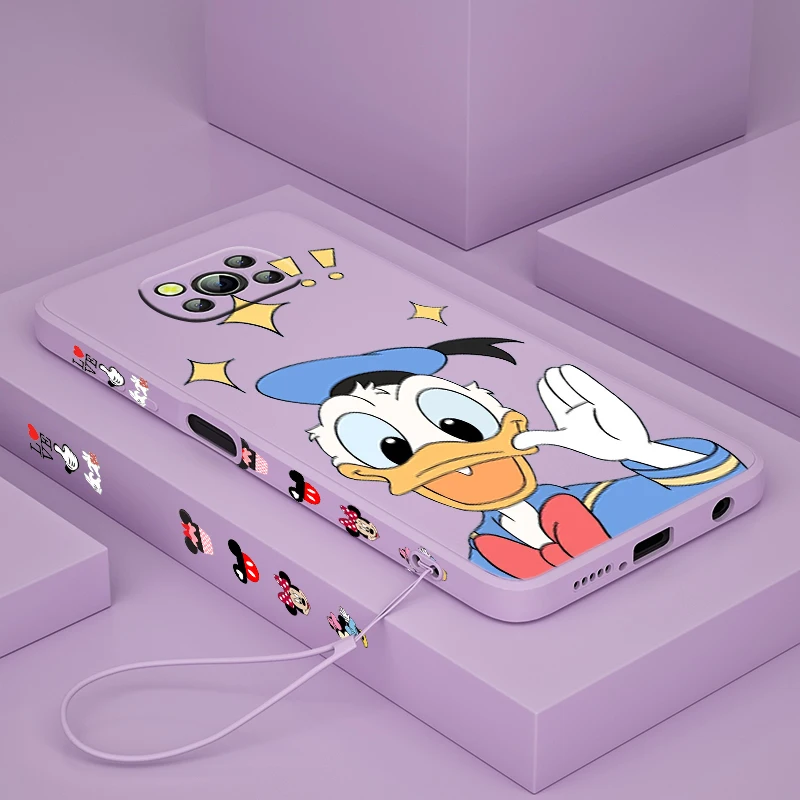 

Disney Donald Friends Phone Case For Xiaomi POCO X3 NFC F3 GT M4 M3 M2 Pro C3 C31 X2 Mix 3 TPU Silicone Liquid Left Rope Fundas