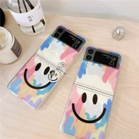 korean rainbow smiley phone cases for samsung galaxy z flip 3 clear pc hard cover case for samsung galaxy z flip3 zflip3 zflip 3
