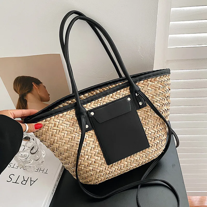 

2023 beach basket summer bag straw bag fashion beach bags big rattan crossbody shoulder bags large woven bag hand-made handbags