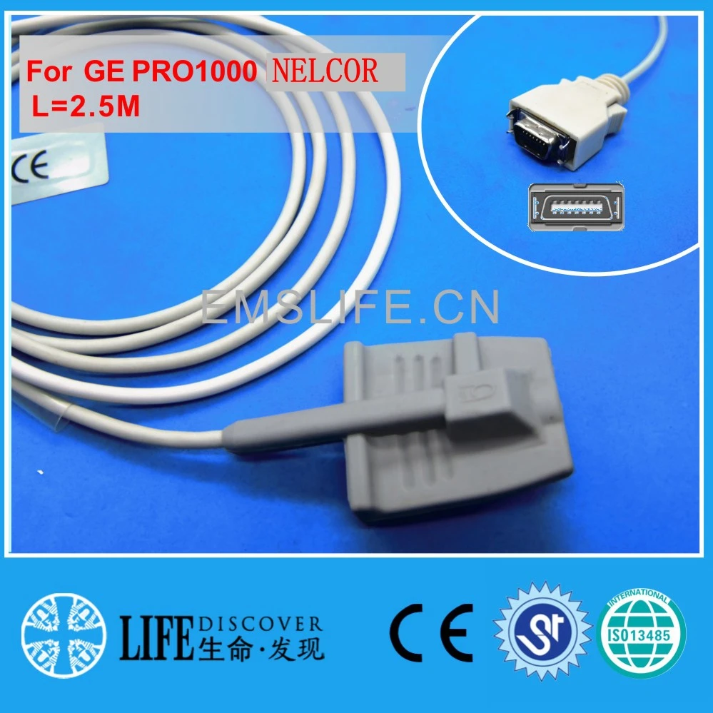 Длинный кабель AWT для взрослых зажим пальца датчик spo2 монитора пациента GE PRO1000 NELCOR