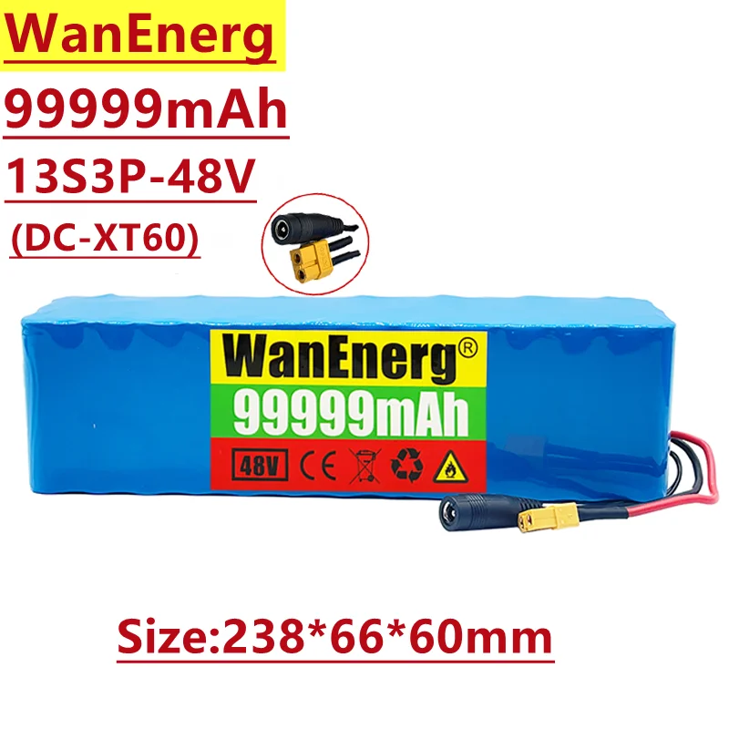 

18650 lithium ion battery pack, 13s3p, 48V / 54.6V,99999mah,1000W,suitable for electric bicycle,electric flying car,built-in BMS