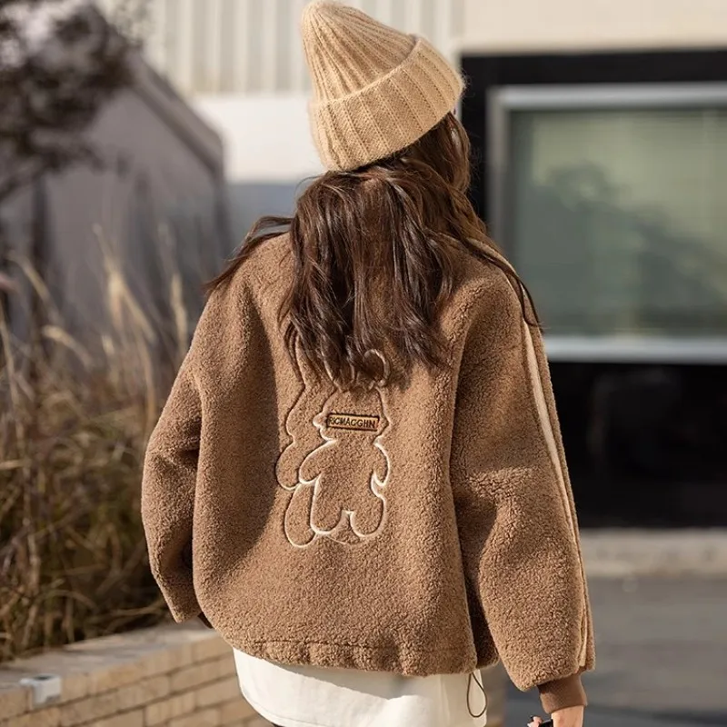 Женское пальто из овечьей шерсти с воротником-стойкой новинка зима 2023 свободный