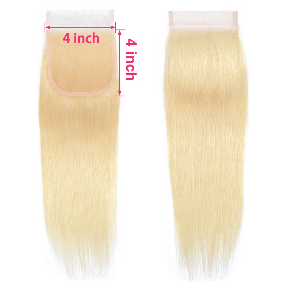 Transparent Lace 4x4 Brazilian Human Hair Closure Straight 613 Blonde Lace Closure With Baby Hair Free Part Lace Frontal Closure
