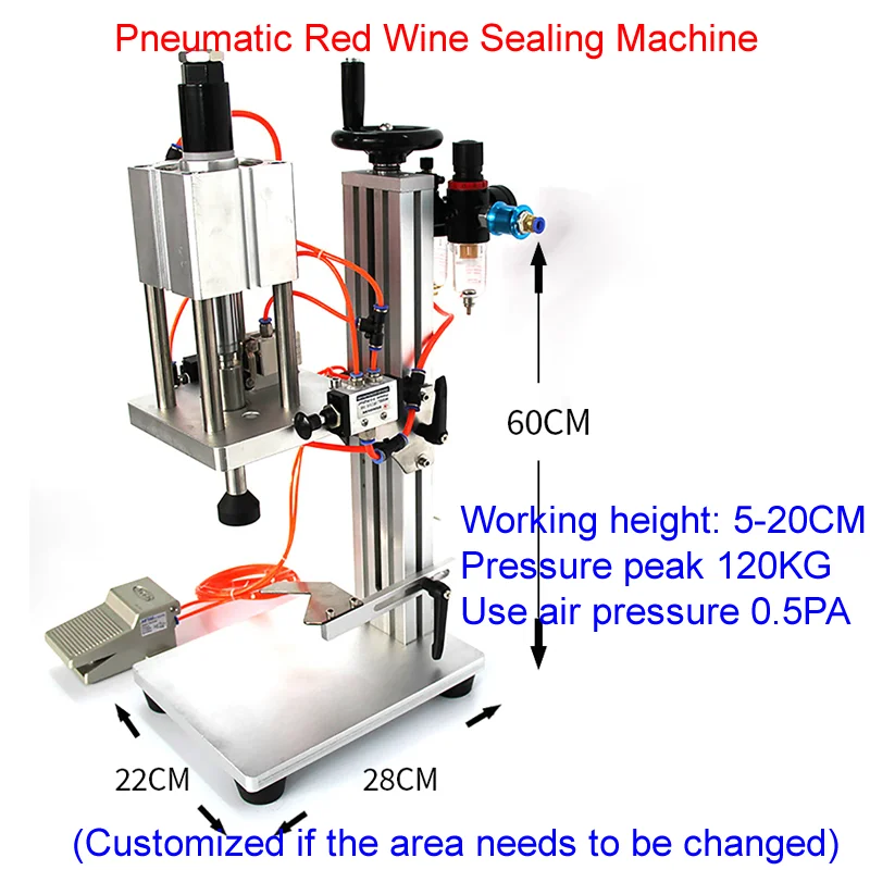 

Stainless Steel LY-180 Pneumatic Red Wine Sealing Machine Capper Cork Cap Press Punching Capping machine Wooden Stopper Bottle