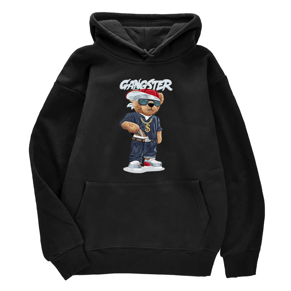 

Спортивная одежда с принтом гангстерского медведя, Мужская Уличная свободная уличная одежда с длинным рукавом, одежда в стиле Харадзюку, модный Индивидуальный спортивный костюм для пары