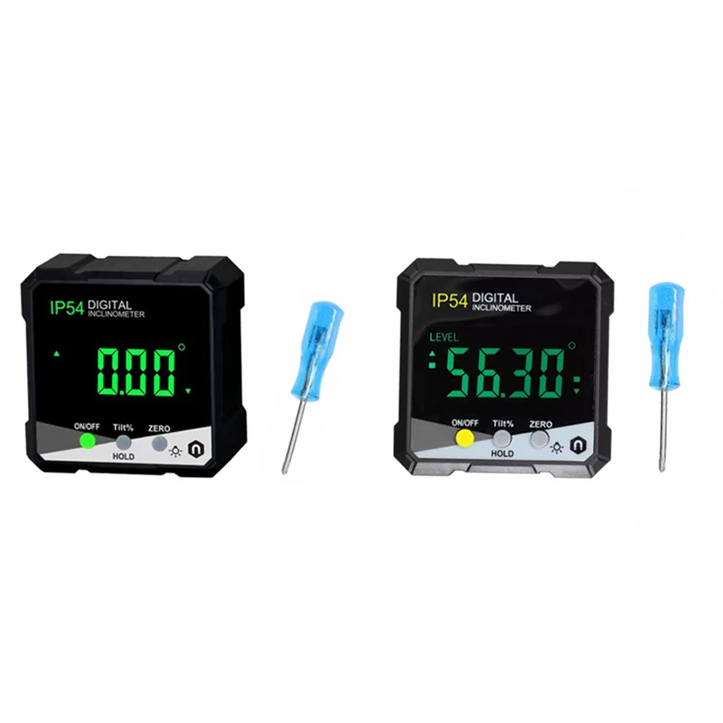 

IP54 4X90°Digital Inclinometer LCD Backlight Protractor Slope Meter Angle Ruler Single-Side Electronic Goniometer