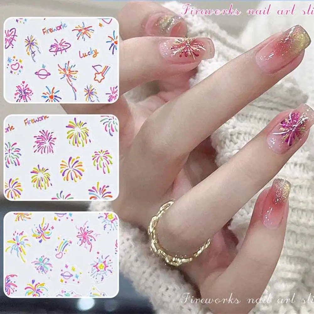 

Nail Art Sticker DIY Nail Slider Decals Decoration Self Adhesive 3D Colorful Blooming Firework Manicure Ornaments Accessories