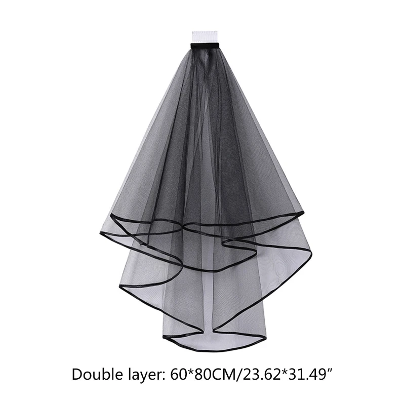 Двухслойная сетчатая Тюлевая однотонная женская короткая свадебная фата с