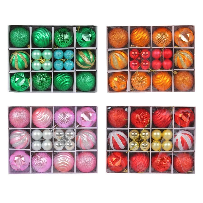 

T5EB 1 Box Christmas Ball Ornament Christmas Tree Pendants Decorative Painting Ball