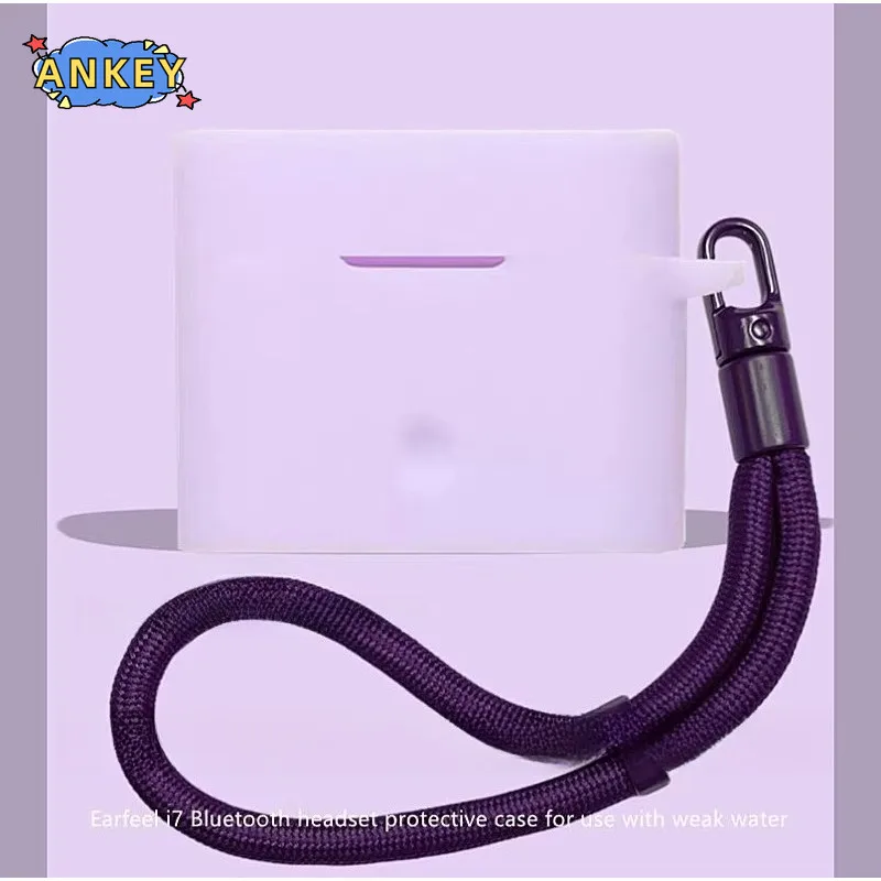 Фото Чехол для ROSESELSA EARFEEL I7/I5, силиконовый чехол с крючком, защитный противоударный чехол для беспроводных наушников с нейлоновым шнурком №4