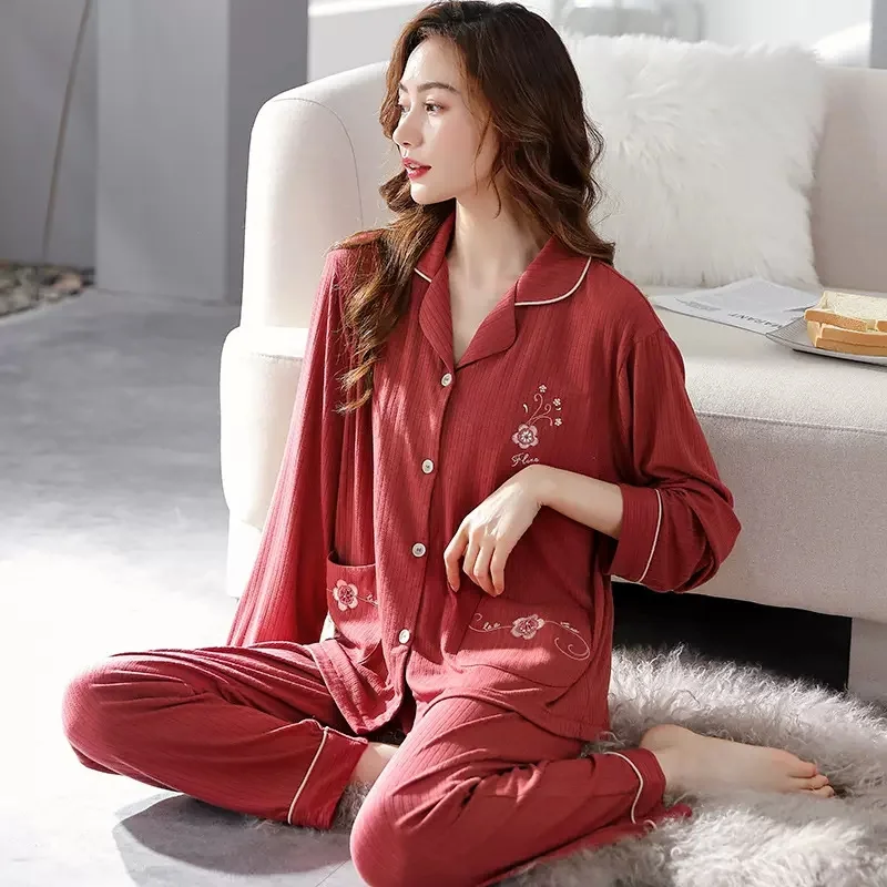 Cotton Pajamas Set Casual Sleepwear For Women Elastic Sexy Pyjama Women's 2022 Fashion Autumn Homewear Clothes Big Size