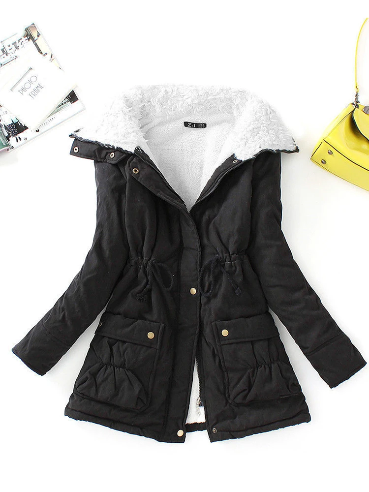 Winter Cotton Coat Women Slim Snow Outwear Medium-long Wadded Jacket Thick Cotton Padded Warm Cotton Parkas 2022 New