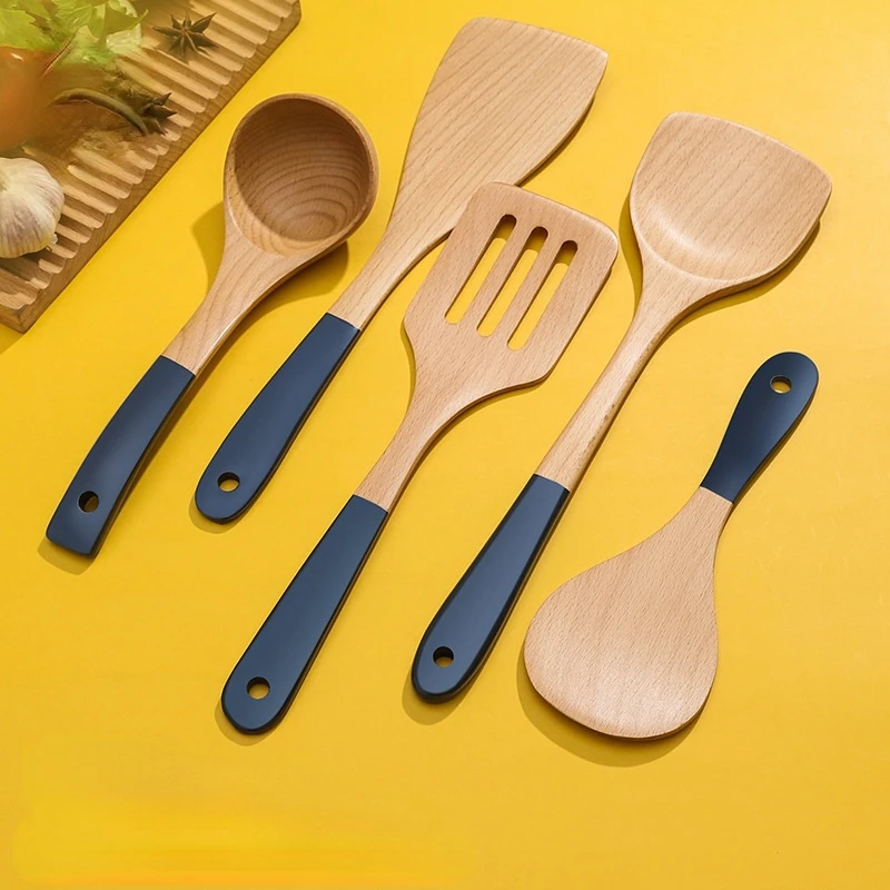 

Natural beech wood kitchen utensils non-stick spatula high temperature wooden kitchen utensils cooking shovel cooking utensils