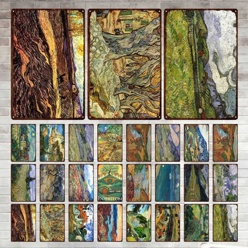 

Abstract Pastoral Scenery Metal Plate Sea Landscape Vintage Tinsign Metal Poster Wall Plaque for Farm Garden Home Decor Wall Art