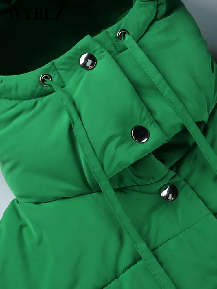 Autumn Winter Quilted Oversized Parkas Jackets for Women Fashion Army Green Warm Single Breasted Button Loose Cotton Padded Coat