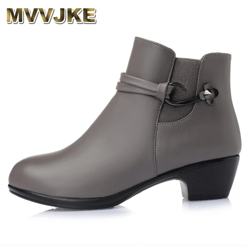 

Женские зимние ботинки Martn, новинка 2023, Теплые ботильоны из натуральной кожи и шерсти, женские ботинки больших размеров 41, 42, 43, серые классические ботинки