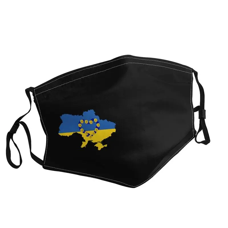 

Ukraine Flag And Map Non-Disposable Face Mask Unisex Adult Ukrainian Proud Dustproof Protection Cover Respirator Mouth Muffle