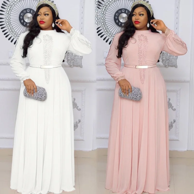 

KK Robe Africaine Long Sleeve Dresses For Women 2022 Elegant Wedding Gown Muslim Chiffon Abaya Turkish Dubai Kaftan Dress Outfit