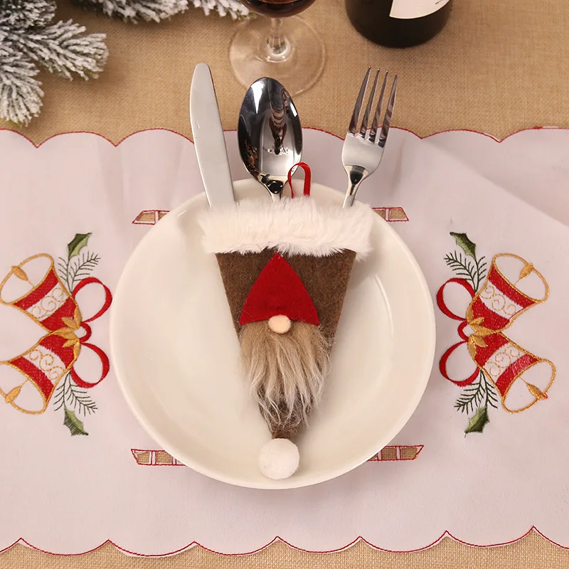 

Christmas Forester Elderly Tableware Set Nordic Christmas Hats Knife Fork Tableware Set Decor Retro Christmas Decoration Supplie