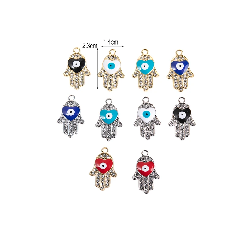 HEYUYAO 10 шт./лот Смешанные Подвески в форме сердца глаз пальмы горного хрусталя
