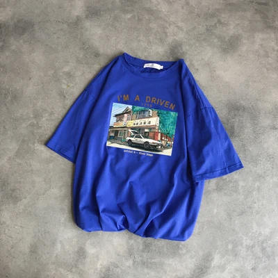 

A Men's summer loose print short-sleeved T youth round neck trendy all-match blouse