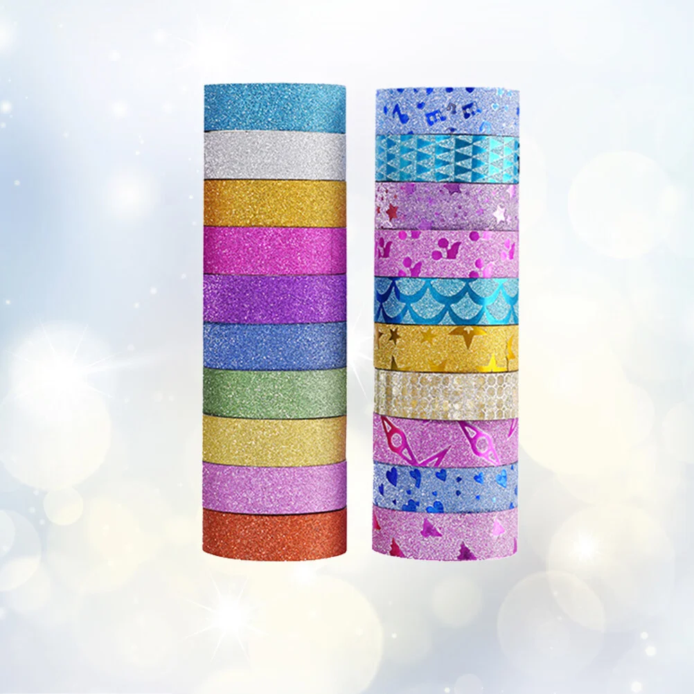 

Glitter Foil Washi Tape Set- 20 Rolls Decorative Masking Washi Tapes for DIY Decor, Scrapbook Planners Gifts Wrapping,