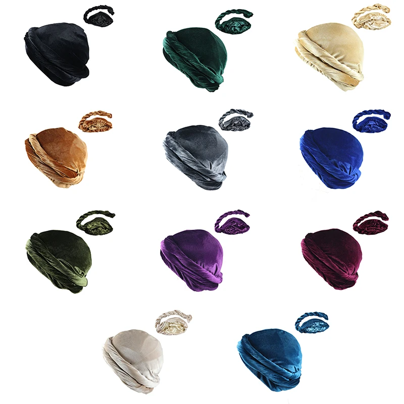 

Men Satin Silk Lined Head Scarf Elastic Men Turban Head Wrap Streetwear Hip-hop Headband Cap Men Bandana Headwrap Caps