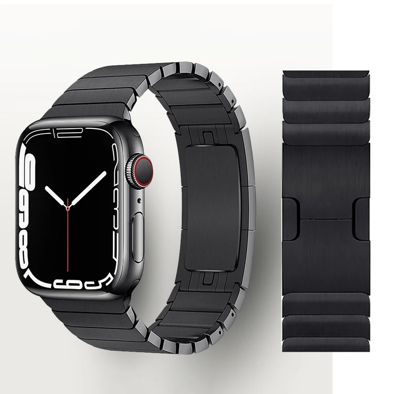 Solid Silver/ Solid Black Color Strap for Apple Watch 7 45mm 41mm Stainless Steel Smart Watch Wristband For iwatch 6 5 4 3 2 1