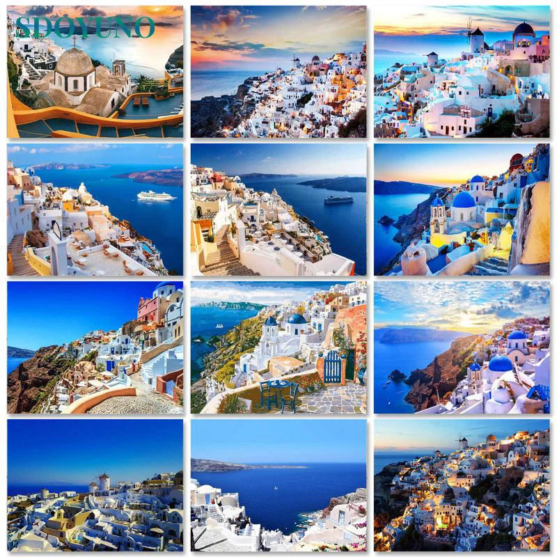 

Рисовать по номерам на холсте, Санторини