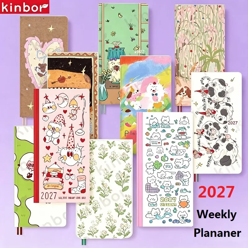Фото Еженедельный планировщик Kinbor 2027: Ежедневник для управления временем, двухстраничный еженедельный расписание, книга для самодисциплины. №1