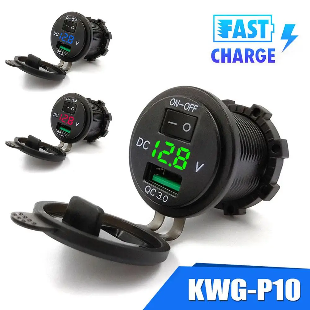 

Быстрая зарядка 3,0 USB Автомобильное зарядное устройство Быстрая зарядка гнездо Водонепроницаемая 12 В/24 В QC3.0