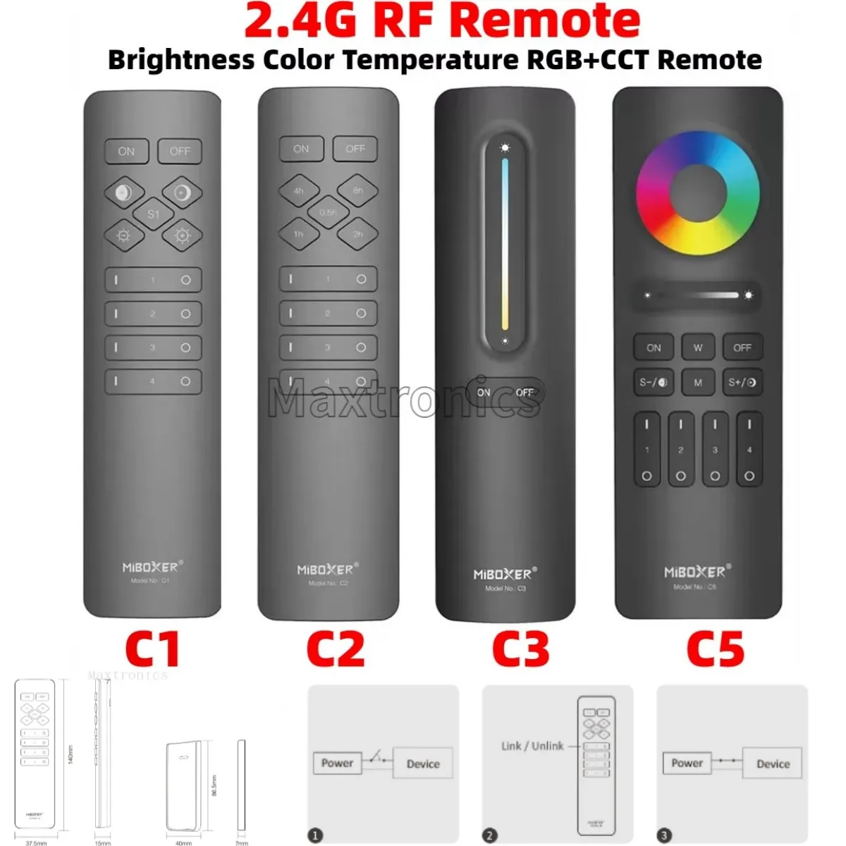 Miboxer 4-зонный C1/C2/C3/C5 RGB + CCT пульт дистанционного управления Цветовая температура
