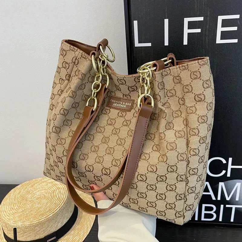 

Canvas Shopper Bags For Women Luxury Shoulder Tote Bag NEW Design Woman Simple Shopping Shoulder Bag Ladies Handbags Big