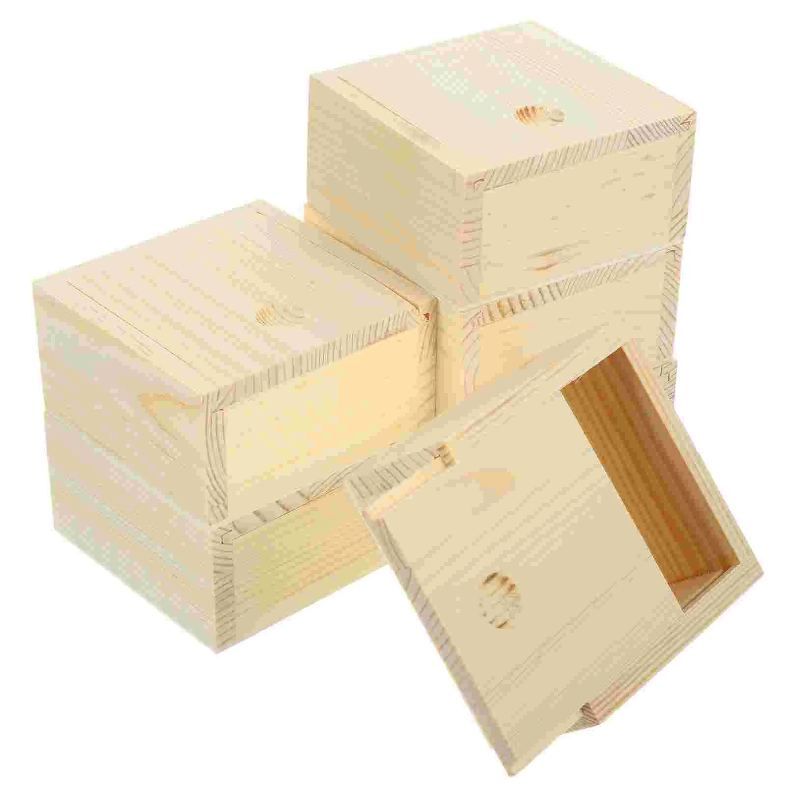 

10 Pcs Small Wooden Box Cosmetics Storage Container Items Organizer Pine Practical Case Desktop Travel