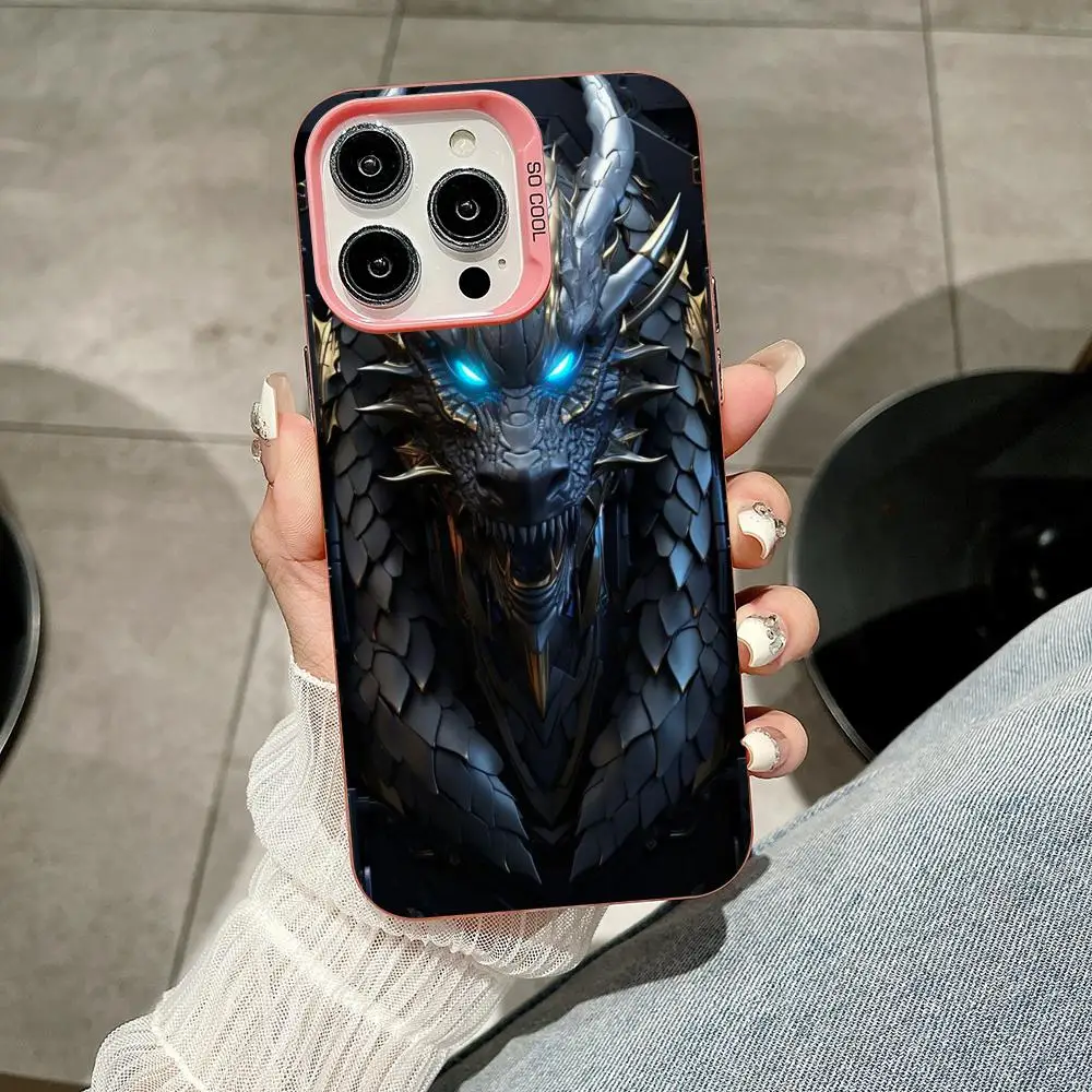 Чехол для телефона «Робот-Дракон» для iPhone 17, 16, 15, 14, 13, 12, 11, X, XR, XS, Air, Pro, Max, Plus, розовый, разноцветный, серебристый (art.: 3920db15a5ae2) - 3920db15a5ae2