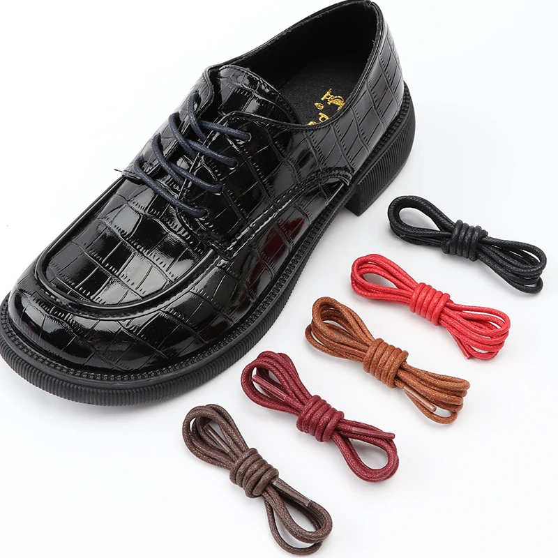 

1Pair Cotton Waxed Shoelaces Round Oxford Shoe laces Boots Laces Waterproof Leather Shoelace Length 60/80/100/120/140/180cm